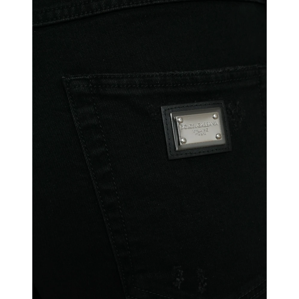 Dolce & Gabbana Elegante zwarte high-waisted stretch jeans Black Dames