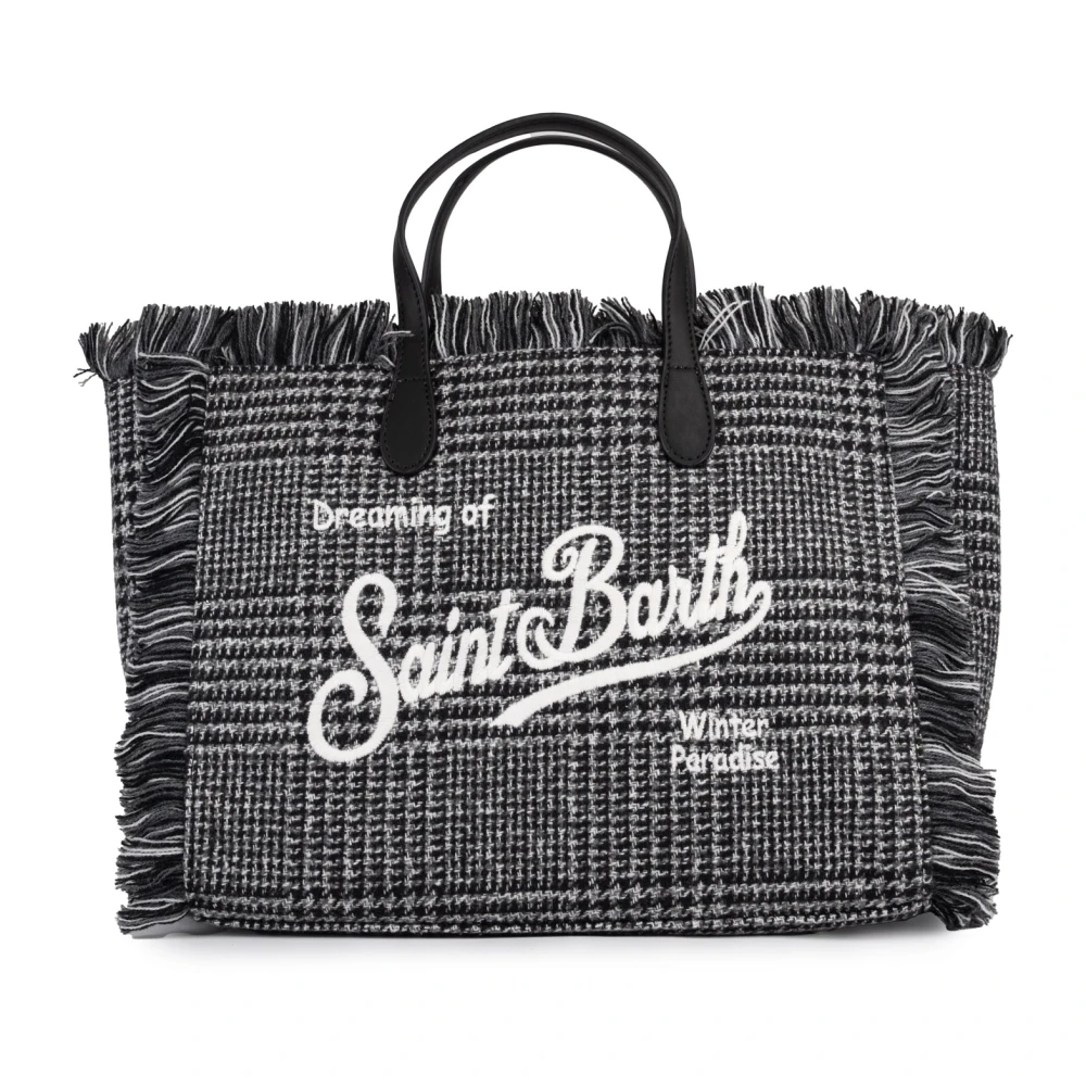 MC2 Saint Barth Tweed Shopper Tas met Franjes Gray Dames