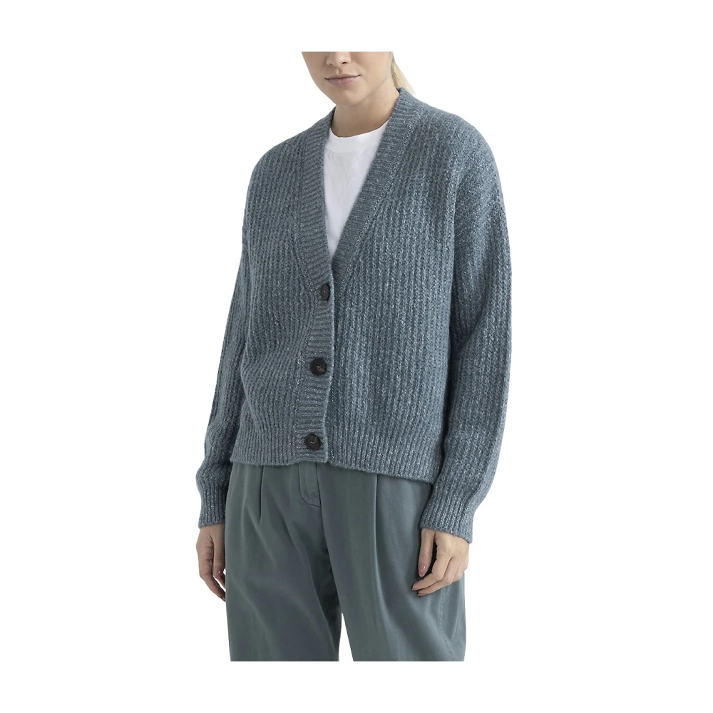 PESERICO Alpaca mohair katoen en lurex vest Blue Dames
