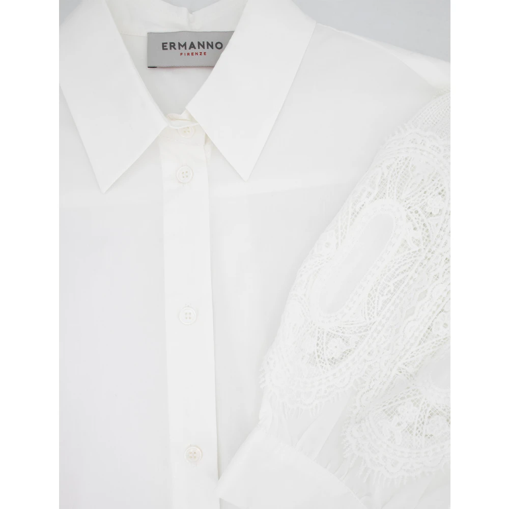 Ermanno Scervino Midi Jurk met Macramé Kant Mouwen White Dames