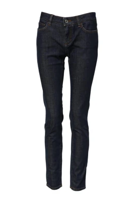 Blå Skinny Denim Jeans med Dragkedja