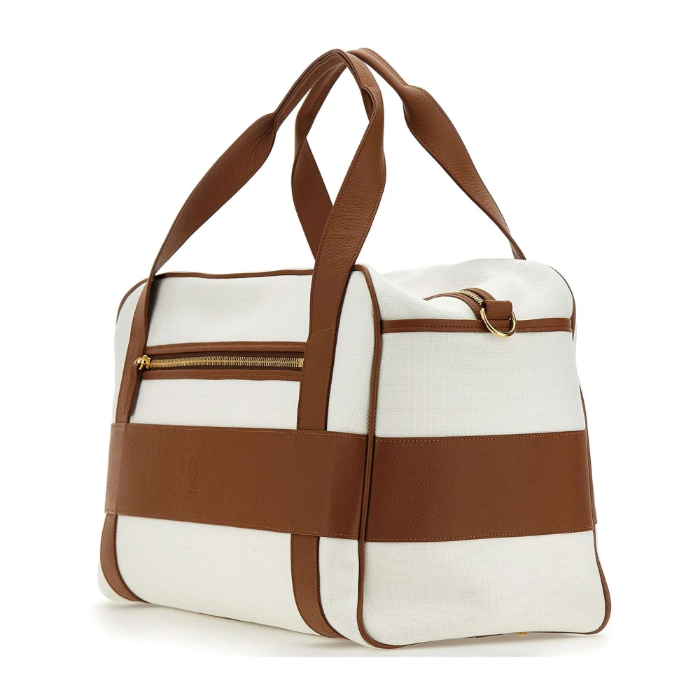 Eleventy Heren Reistas Wit Tabak Canvas Leer White Heren