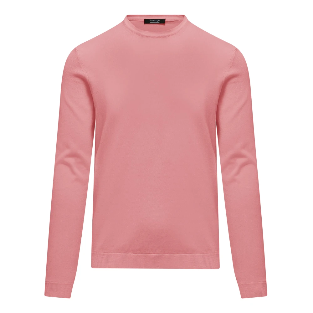 Bomboogie Men's Pink Round-Neck Knitwear, M, Girocollo Basic Crew Neck Jumper