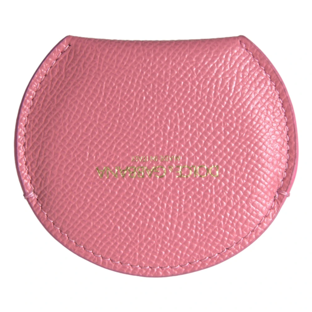Dolce & Gabbana Leren Handspiegelhouder met Logo Print Pink Dames