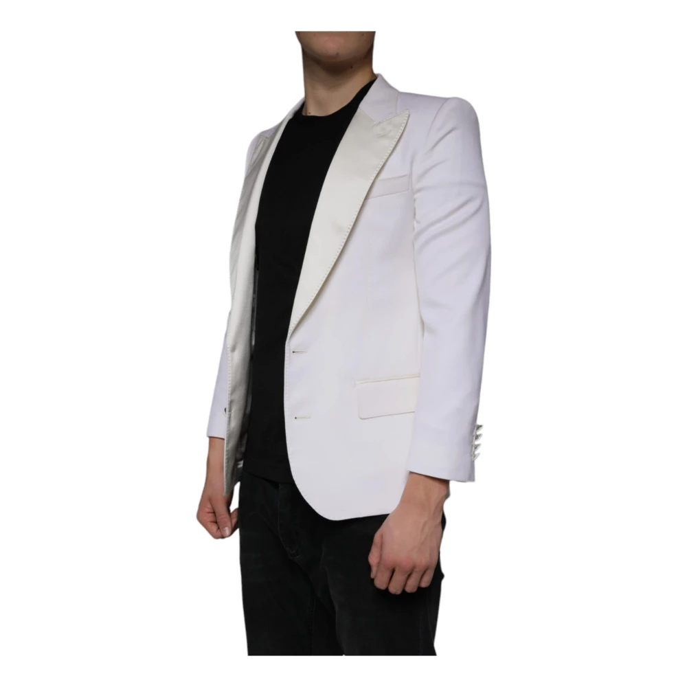 Dolce & Gabbana Off White Wol Blazer Slim Fit White Heren