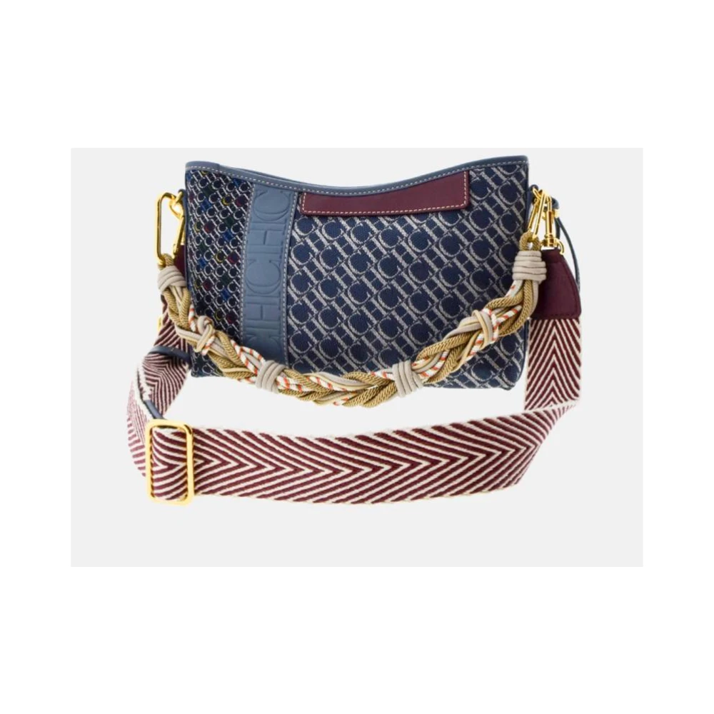 Carolina Herrera Patchwork Crossbody Tas met Leren Strepen Blue Dames
