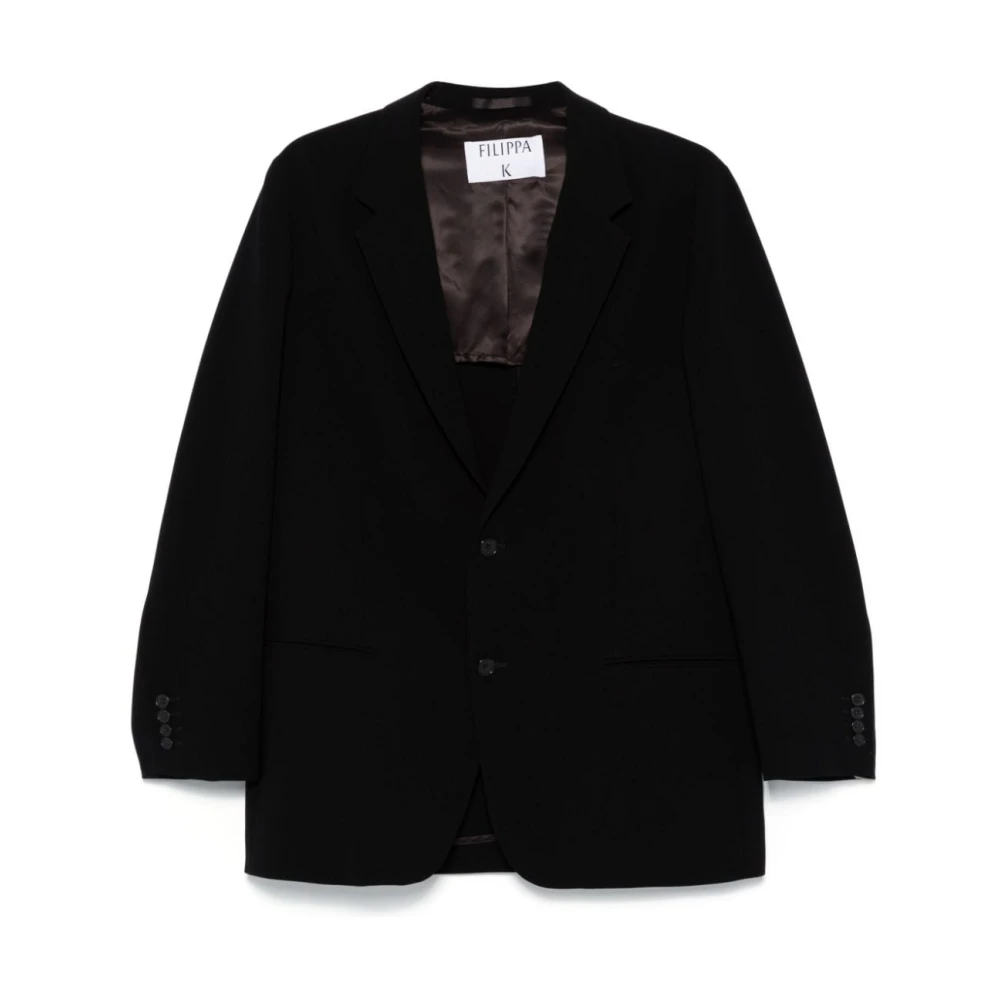 Filippa K Zwarte getextureerde jas met knoopsluiting Black Dames