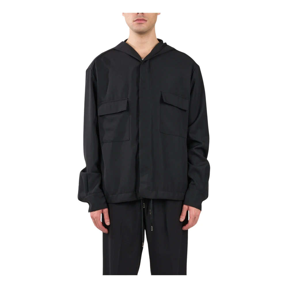 Costumein Overshirt van zuivere wol met verborgen knoopsluiting aan de voorkant Black Heren