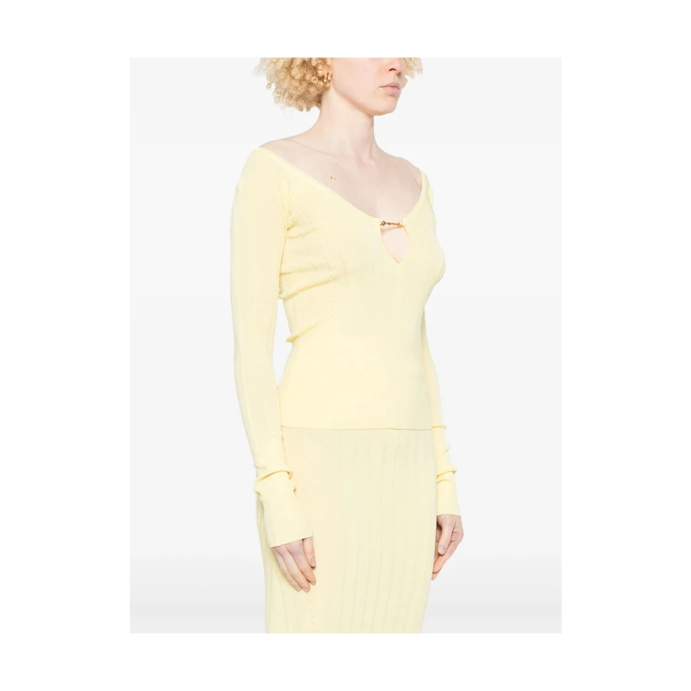 Jacquemus Citroengele Sweater met Boothals Yellow Dames