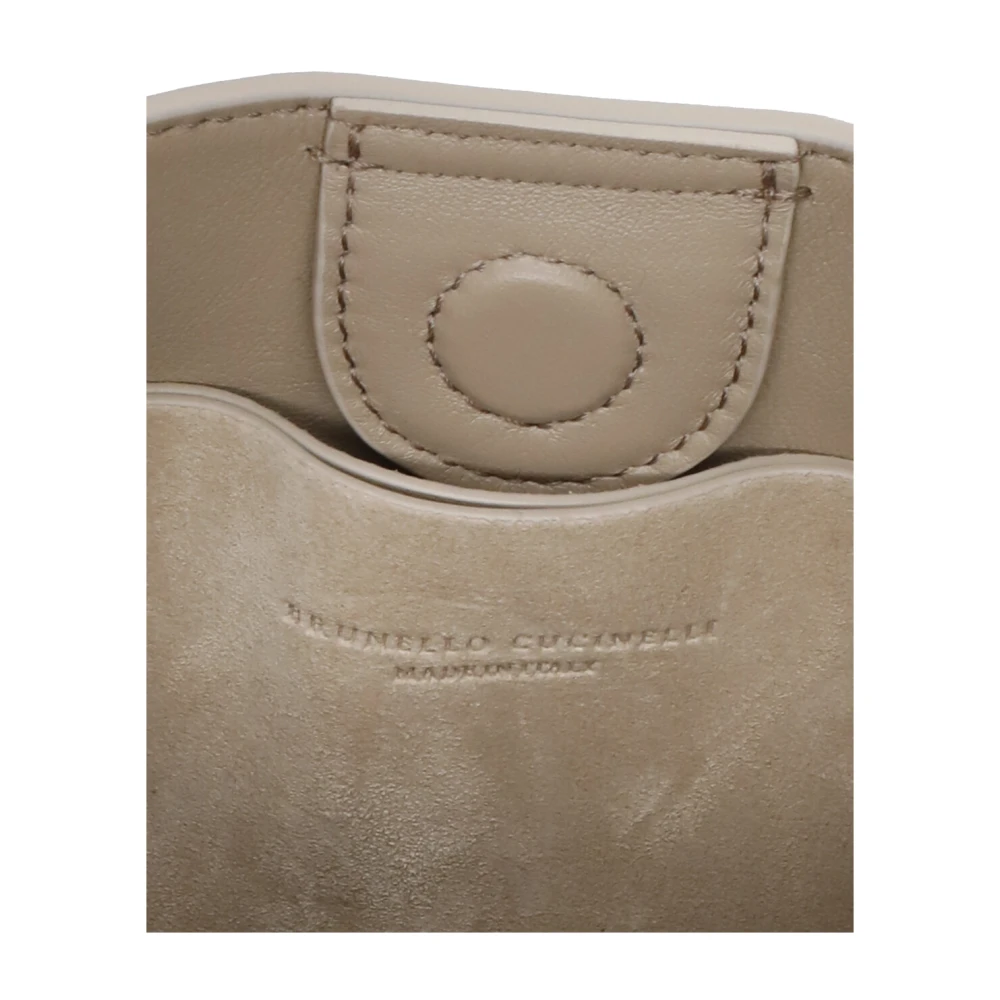 BRUNELLO CUCINELLI Beige Suède Leren Handtas met Messing Details Beige Dames