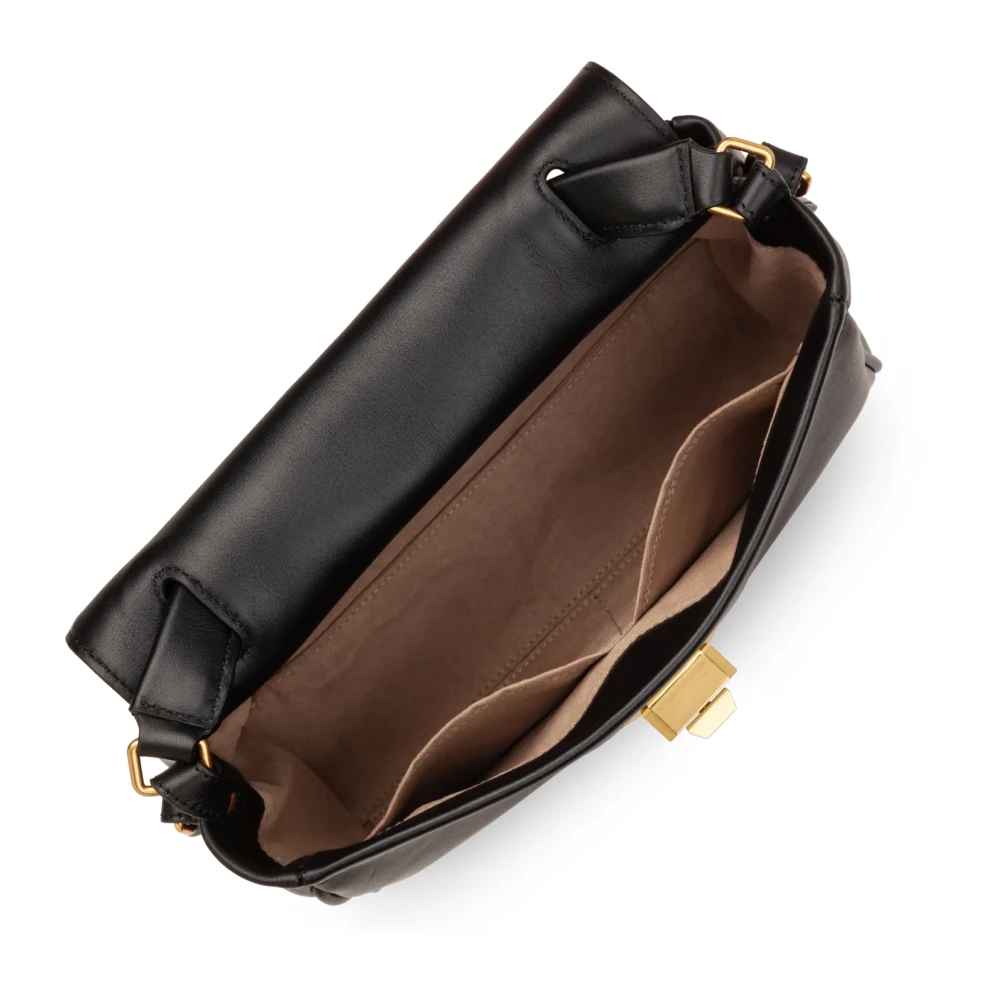 Lancaster Flap Handtas met Metalen Sluiting Black Dames