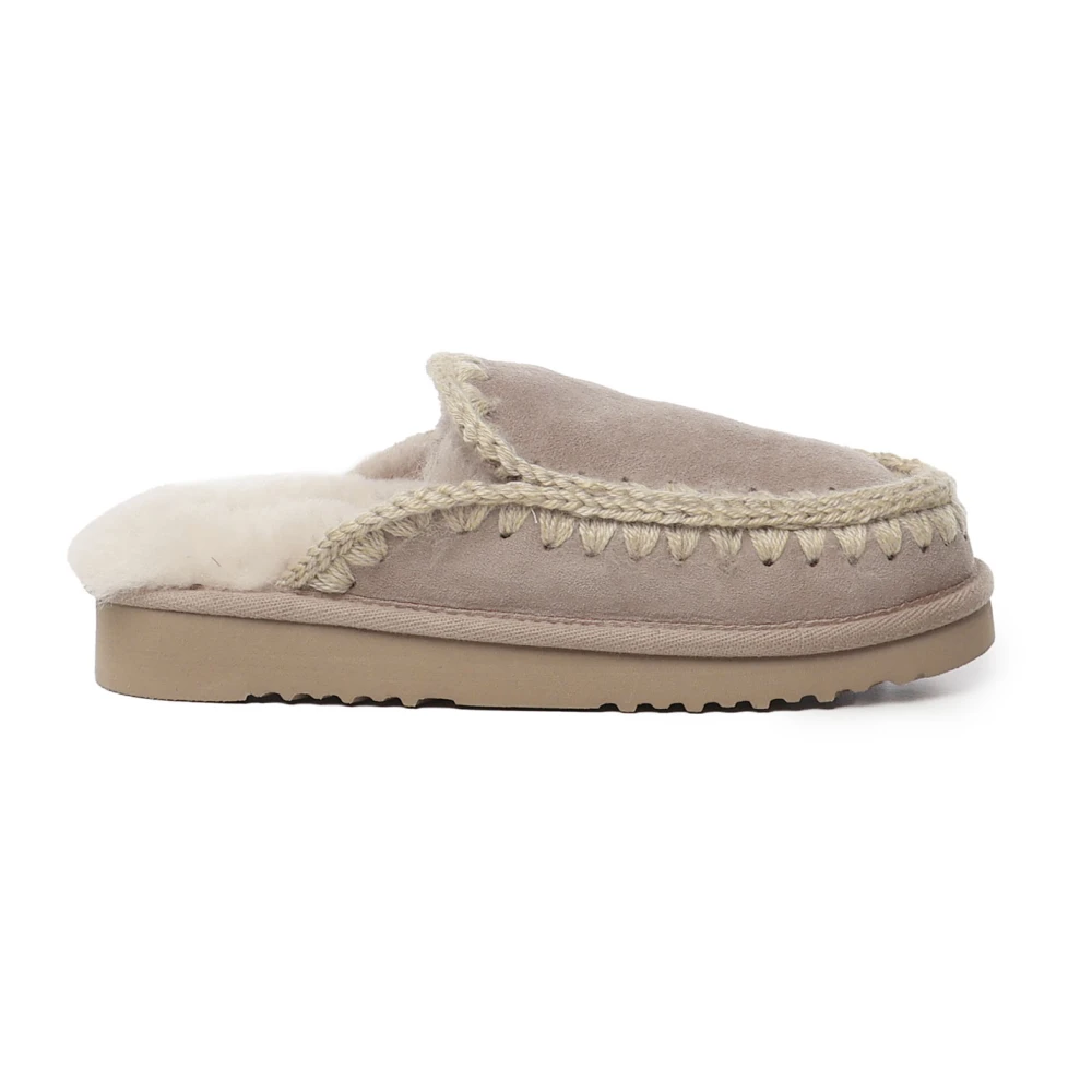 Mou , Slippers, Female, Gray, 4 Uk, Sheepskin Slippers With Rubber Sole