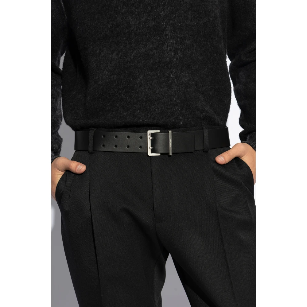 Salvatore Ferragamo Leren riem Black Heren