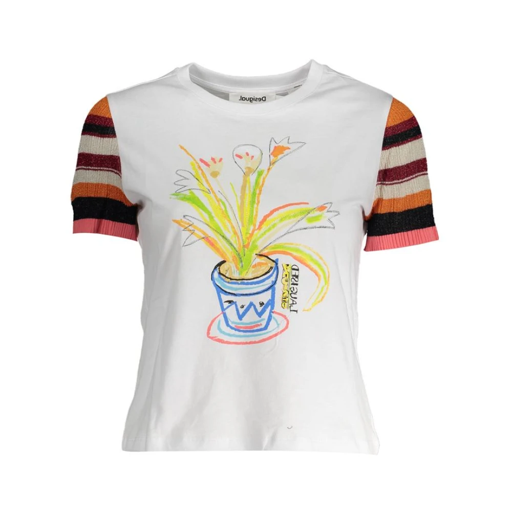 Desigual Femme Blanc Tops, Taille: 40 Fr T-Shirt En Coton
