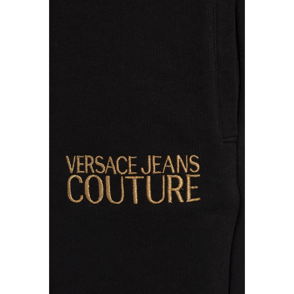 Versace Jeans Couture Sweatpants met geborduurd logo Black Dames