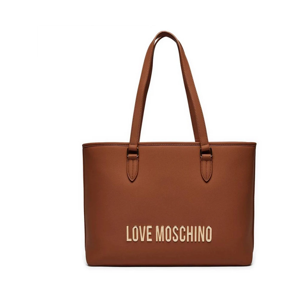 Love Moschino Vrouw Bruin Tassen Dames, One Size, Leer, Stijlvolle Ritssluiting Boodschappentas