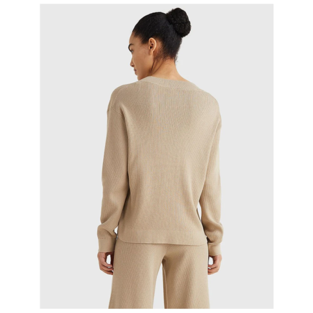Tommy Hilfiger Casual Biologisch Katoenen Trui Beige Dames