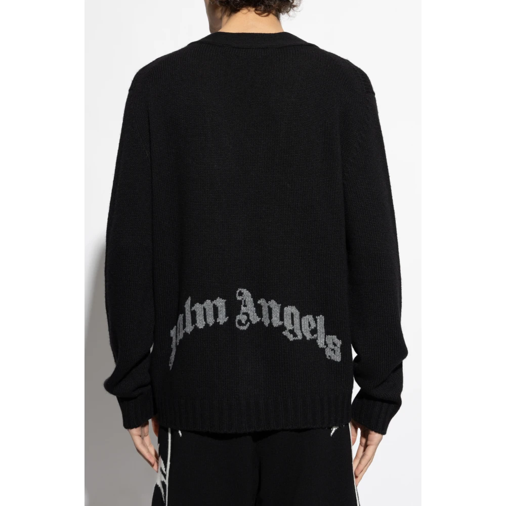 Palm Angels Cardigan met logo Black Heren