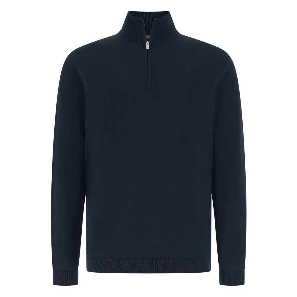 Boggi Milano Mannelijk Blauw Jumper Met Halve Rits