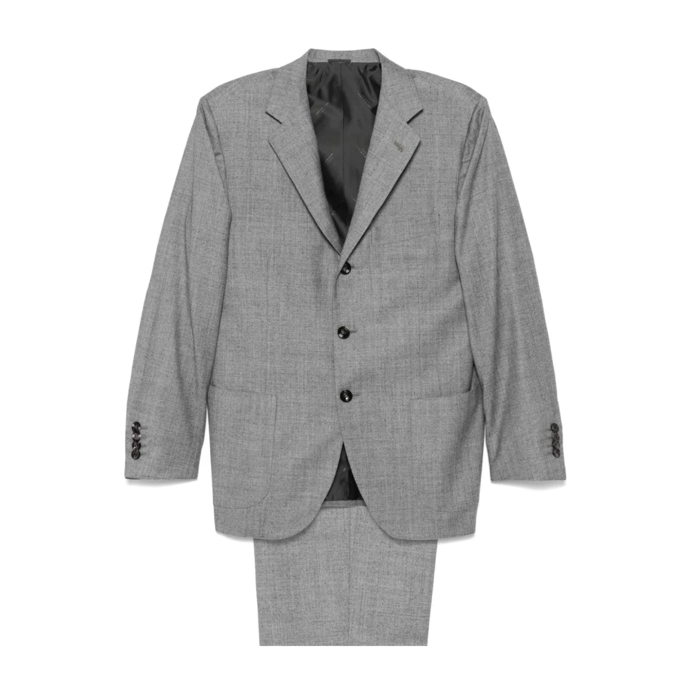 Kiton Grijze Wollen Blazer en Broek Set Gray Heren