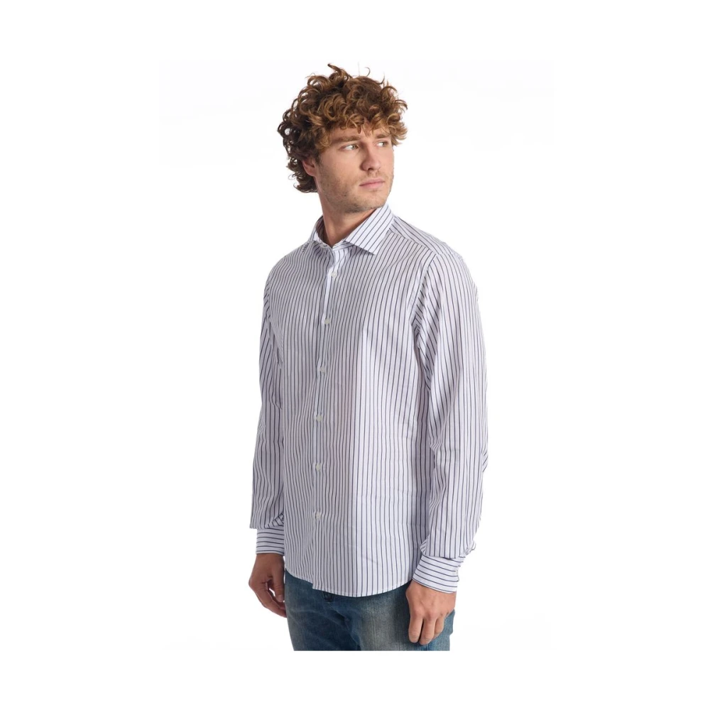 Baldinini Gestreept Slim Fit Overhemd Blue Heren