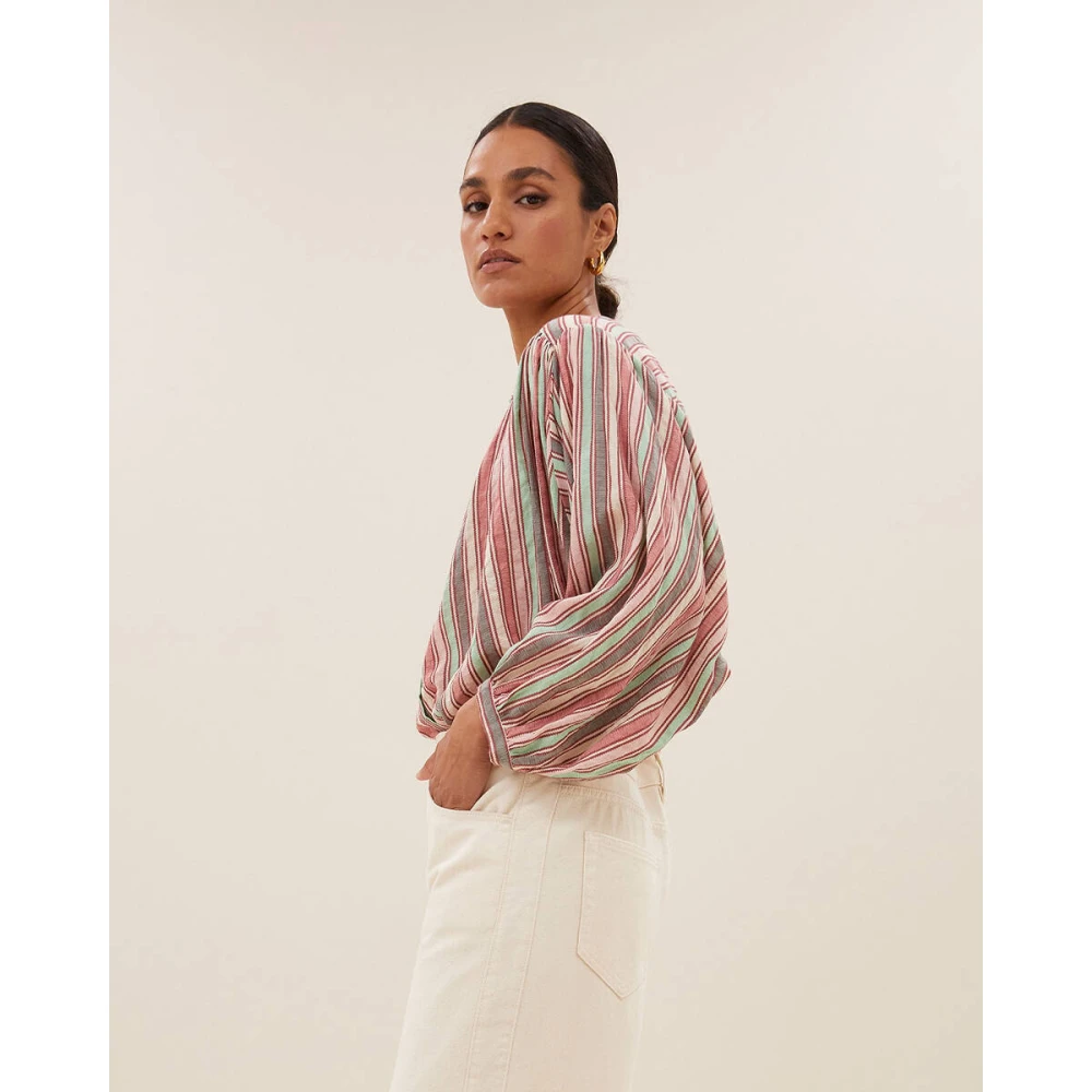 By-Bar Gestreepte Blouse Lange Mouw Becky Multicolor Dames