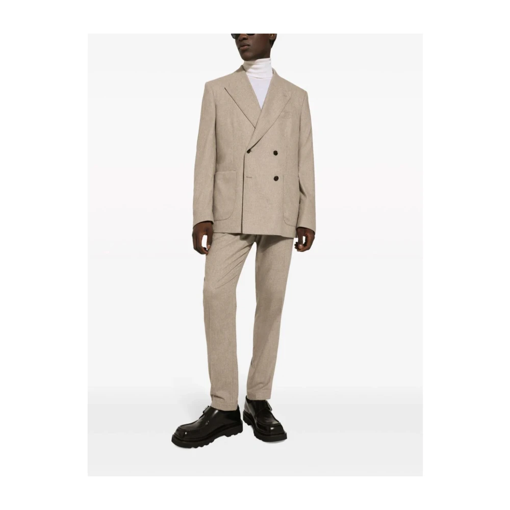 Dolce & Gabbana Op Maat Gemaakte Cashmere Blend Broek Beige Heren