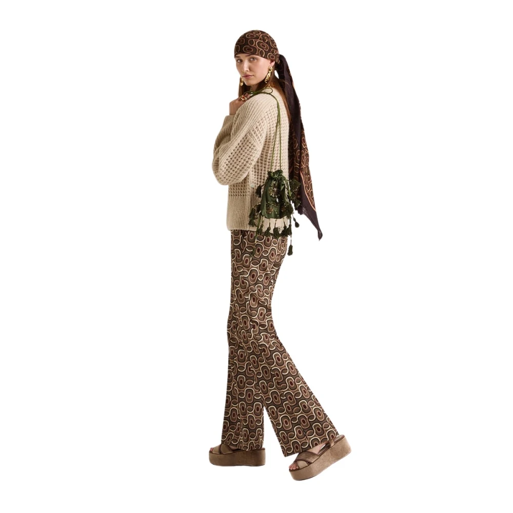 Maliparmi Women's Multicolor Wide Trousers, M, Rolling Chain Trousers