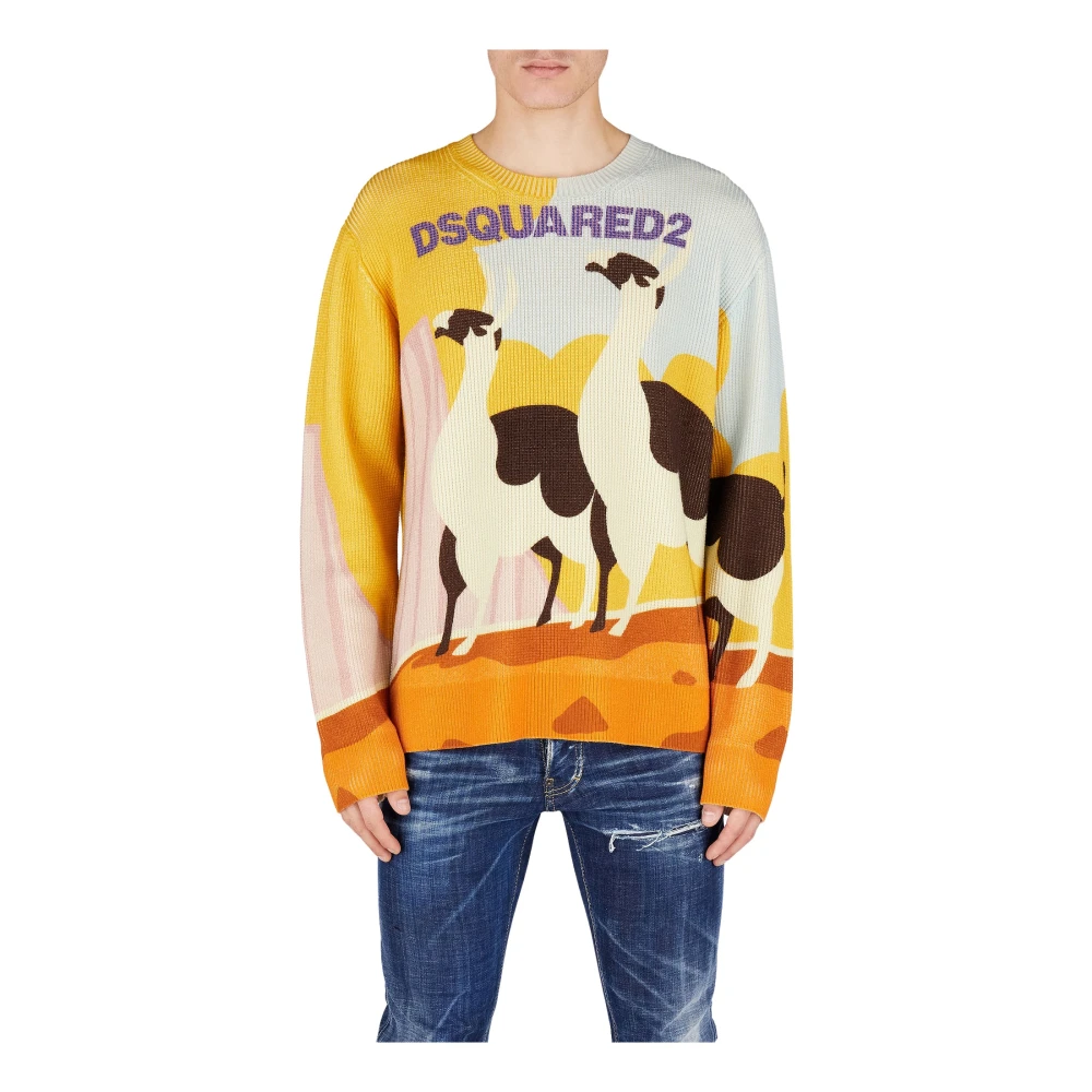 Dsquared2 Men's Multicolor Round-Neck Knitwear, L, Round-Neck Knitwear