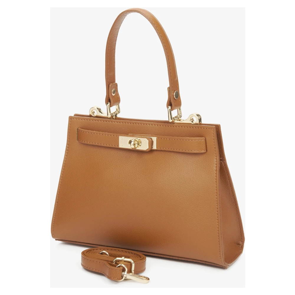 Estro Lichtbruine Satchel Handtas gemaakt van Premium Italiaans Echt Leer Brown Dames