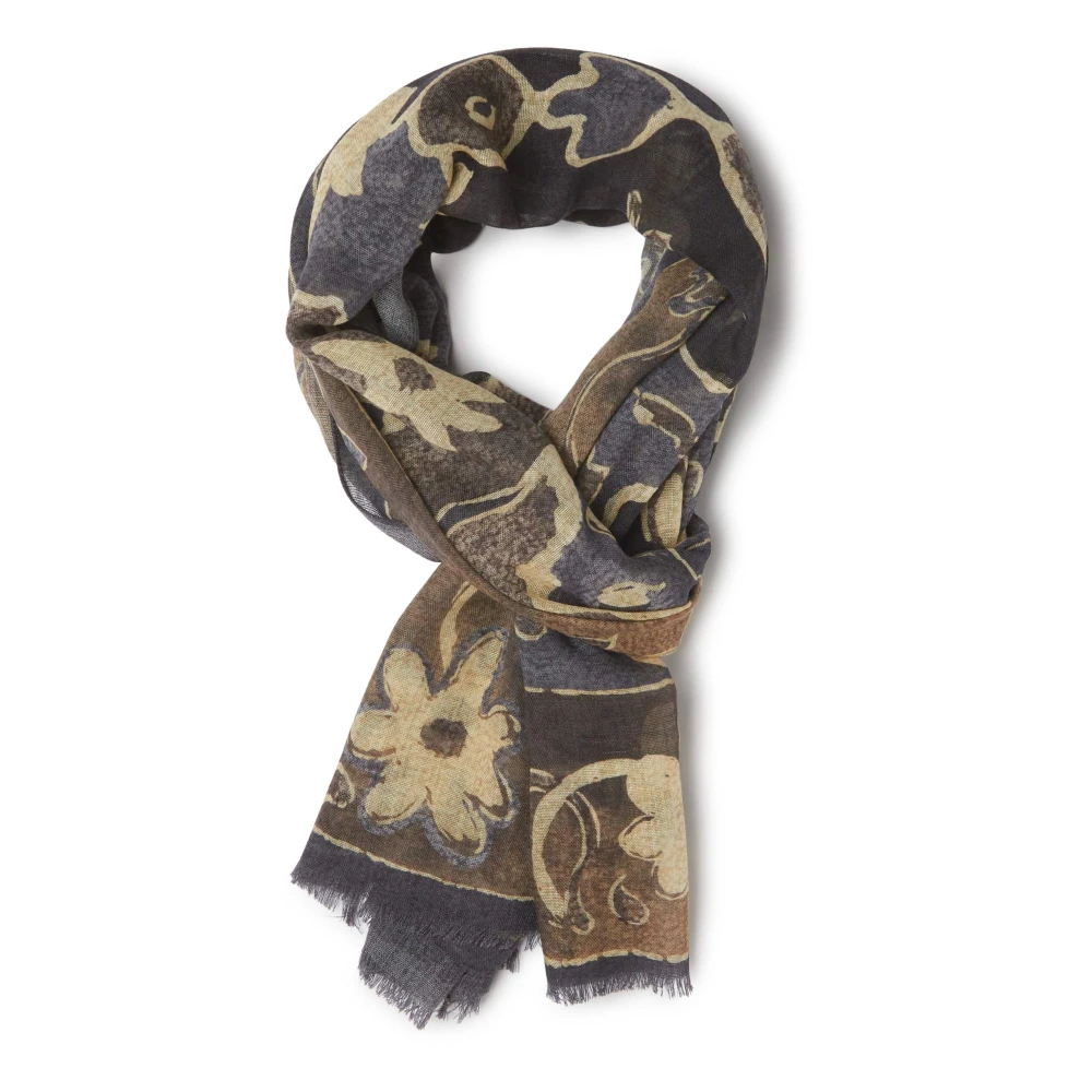 Boggi Milano Wollen sjaal met fantasieprint Gray Heren