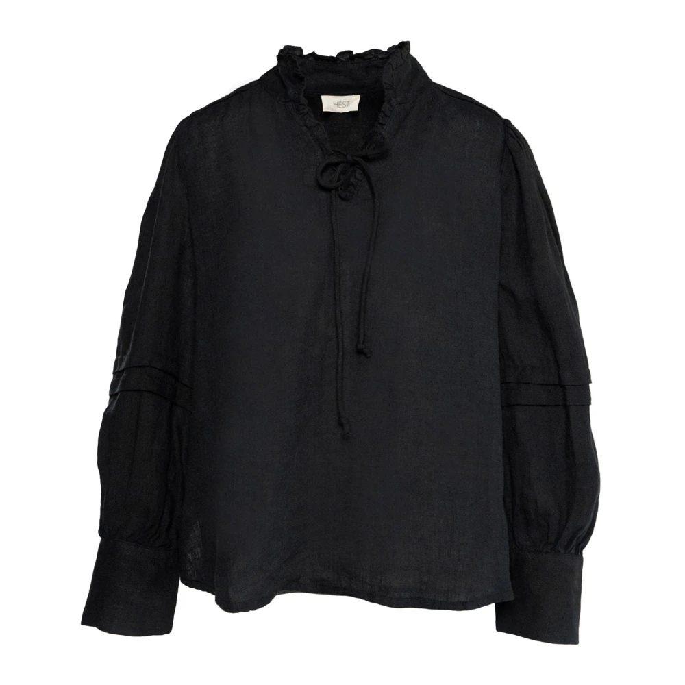 Hést Women's Black Linen Blouse In Jet