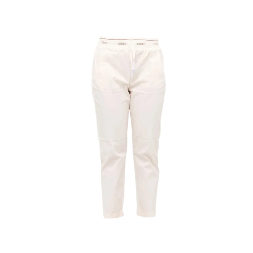 Liu Jo Vrouw Wit Broeken Dames, Xs, Katoen, Te Straight Leg Katoenen Broek