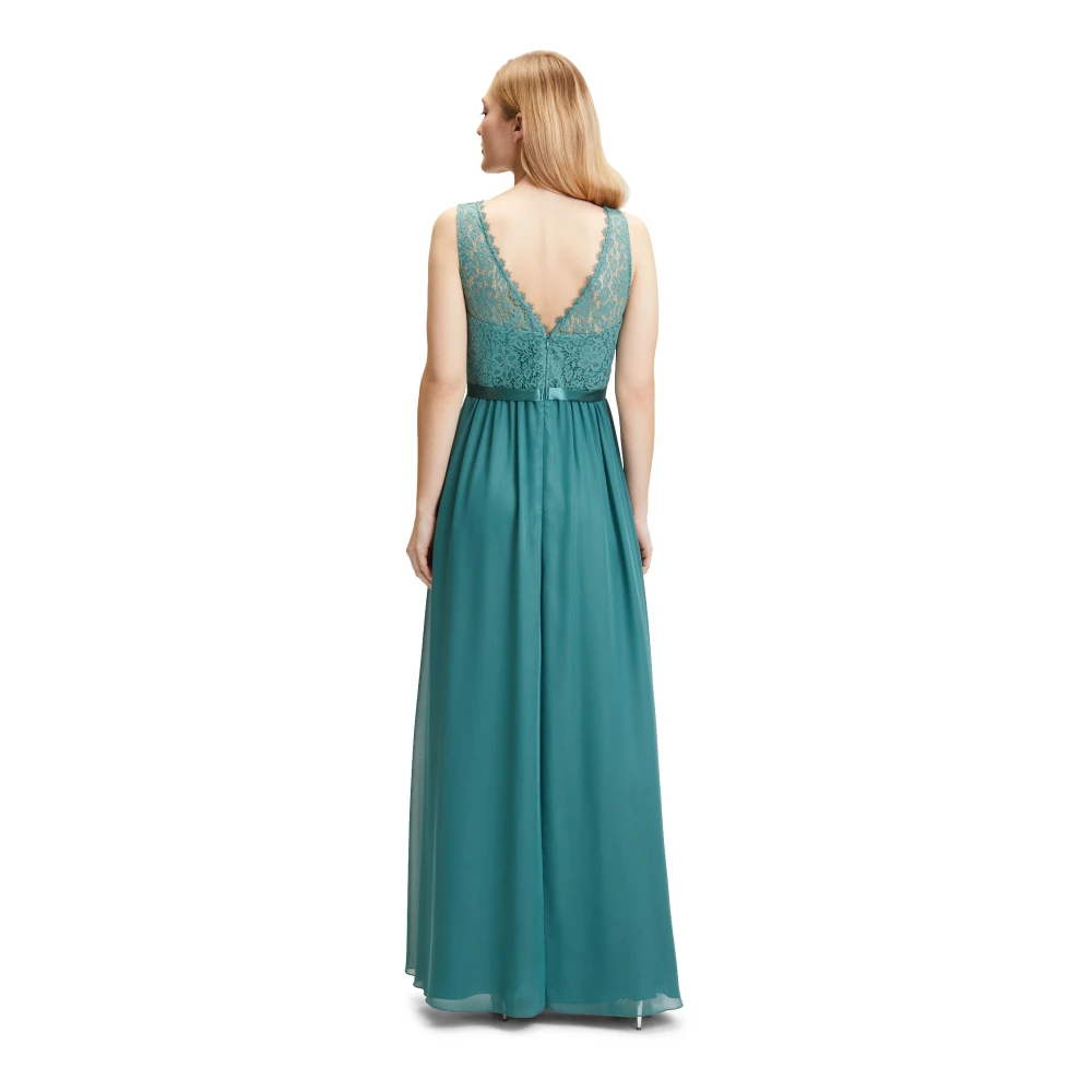 Vera Mont Bloemenkant Maxi Cocktailjurk Blue Dames