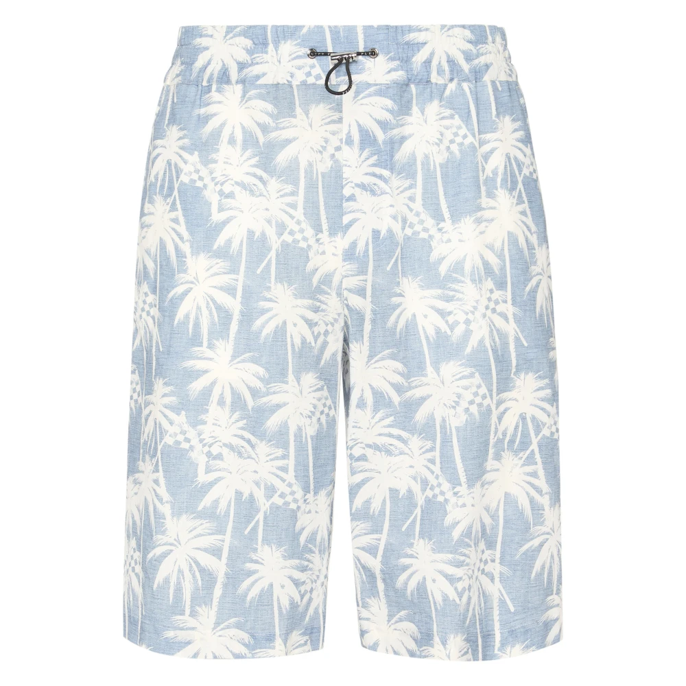 Philipp Plein Uomo Blu - Printed Linen Bermuda Shorts - Shorts - L