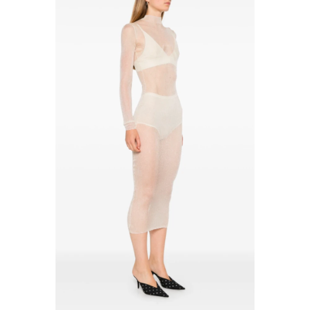 Mugler Elegant Ecru Robe Jurk White Dames