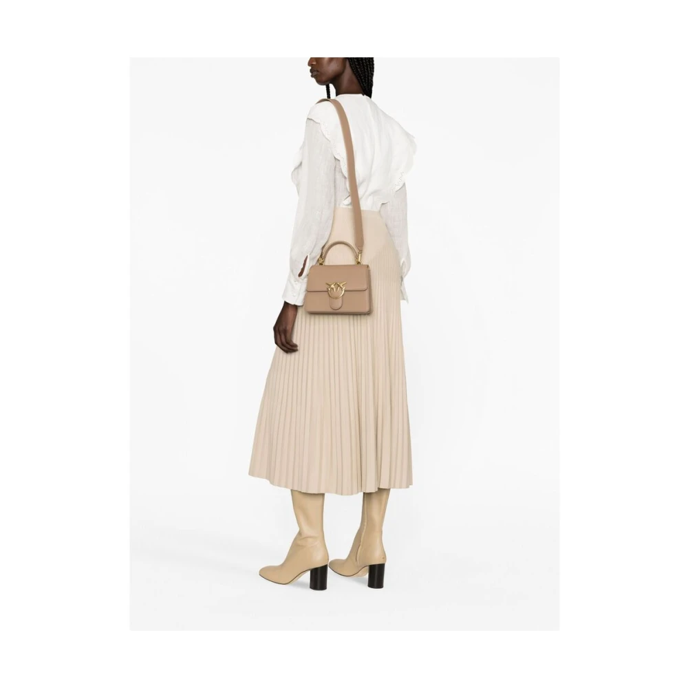 pinko Love Birds Leren Tas Beige Dames