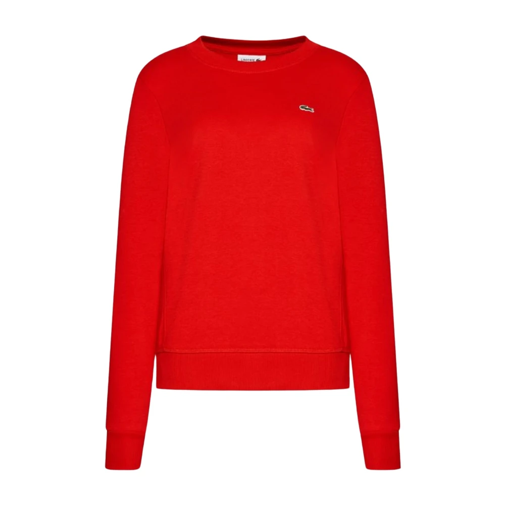 Lacoste Donna Rosso Sudadera Clásica Roja De Cuello Redondo