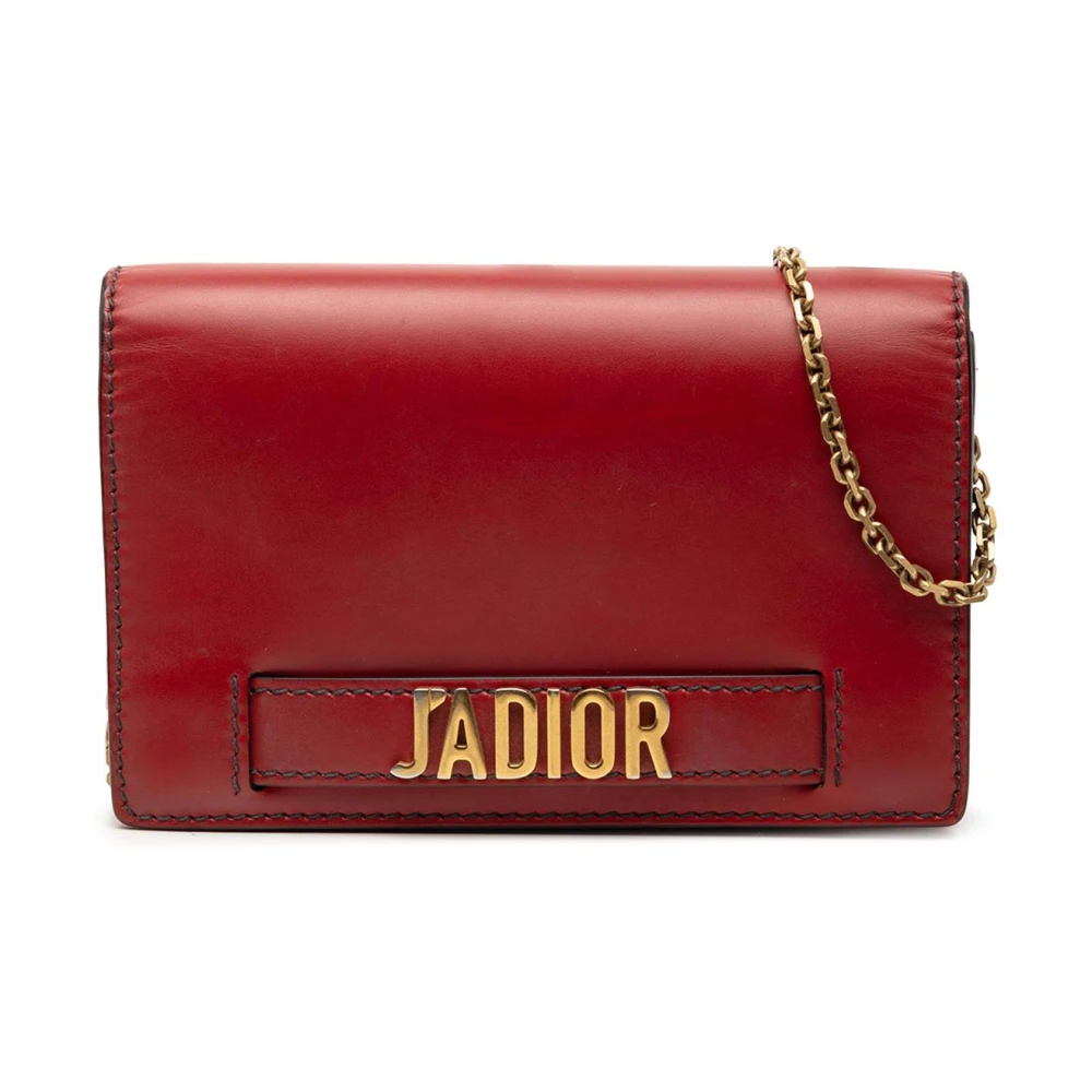 Dior Vintage Women's Red Pre-Owned Flap Bag With Chain