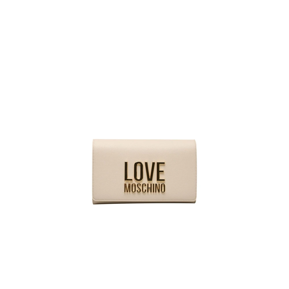 Love Moschino Kedja Crossbody Väska med Logotyp Fram Beige, Dam