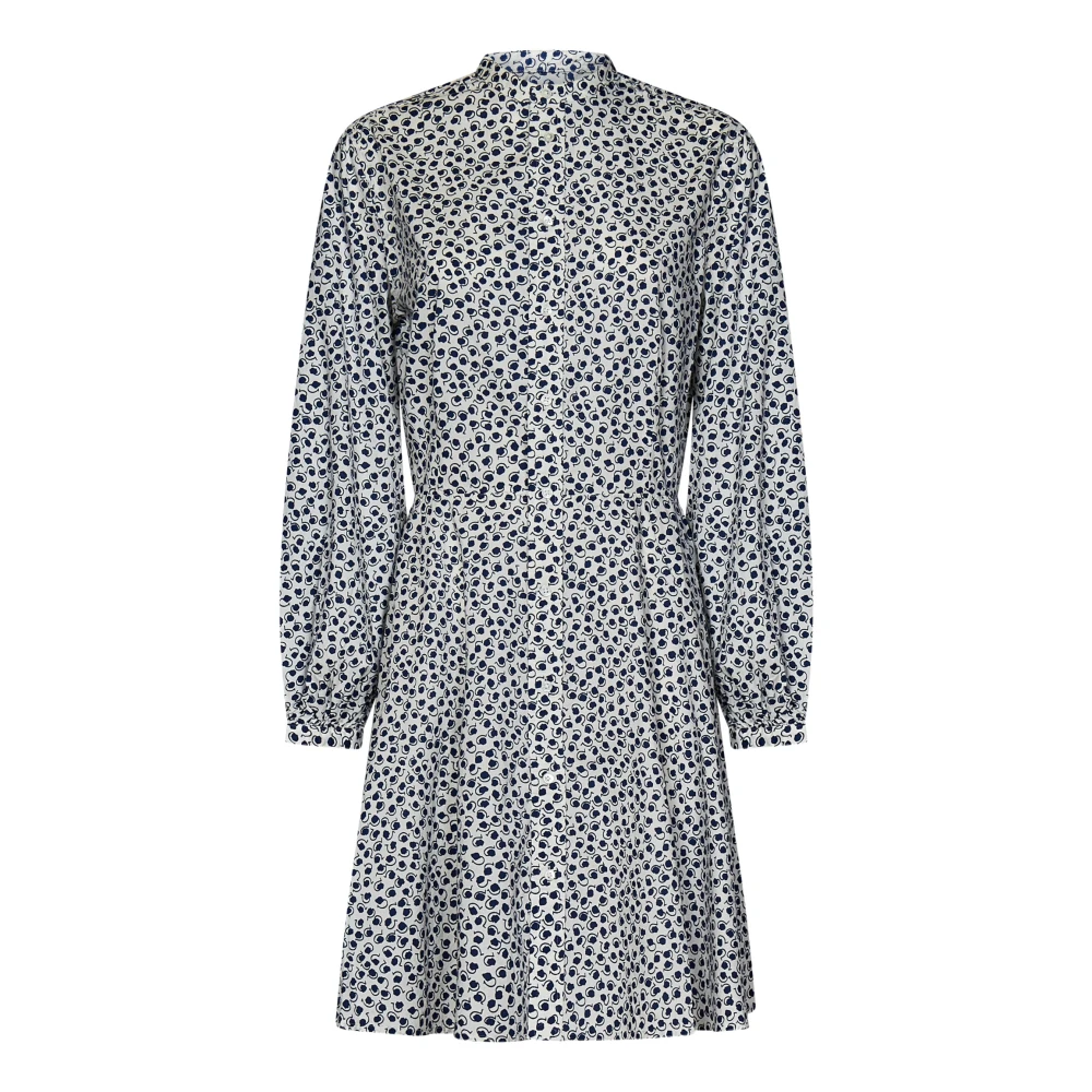 Polo Ralph Lauren Blauwe Jurk met Bloemenprint en Knoopsluiting Blue Dames