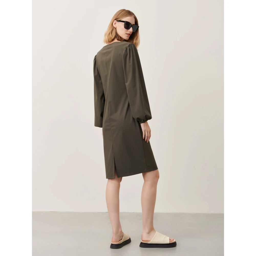 Jane Lushka Stijlvolle Silke Midi Jurk Green Dames