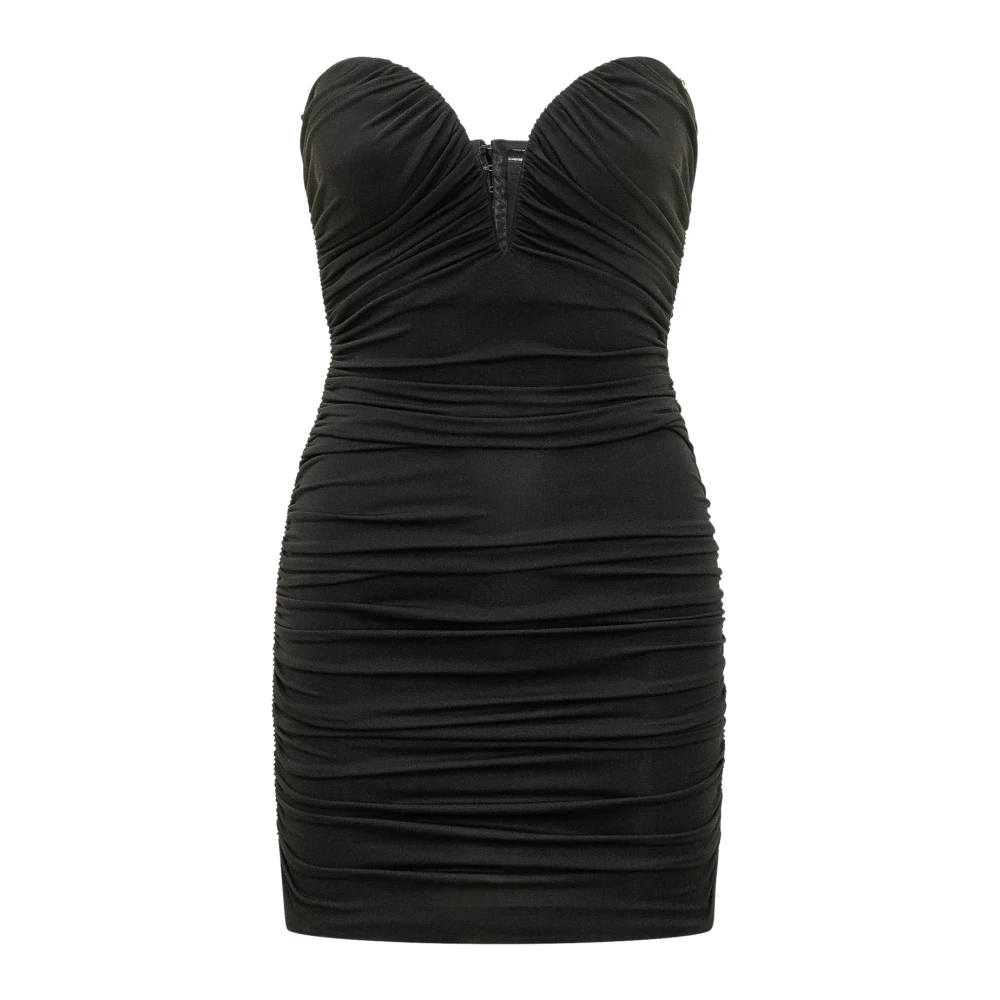 Elisabetta Franchi Black Party Dresses, Female, L, Draped Mini Dress