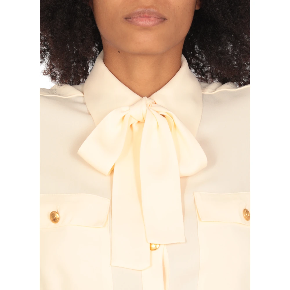 Elisabetta Franchi Natuurlijke Viscose Cropshirt met Sjaal Beige Dames