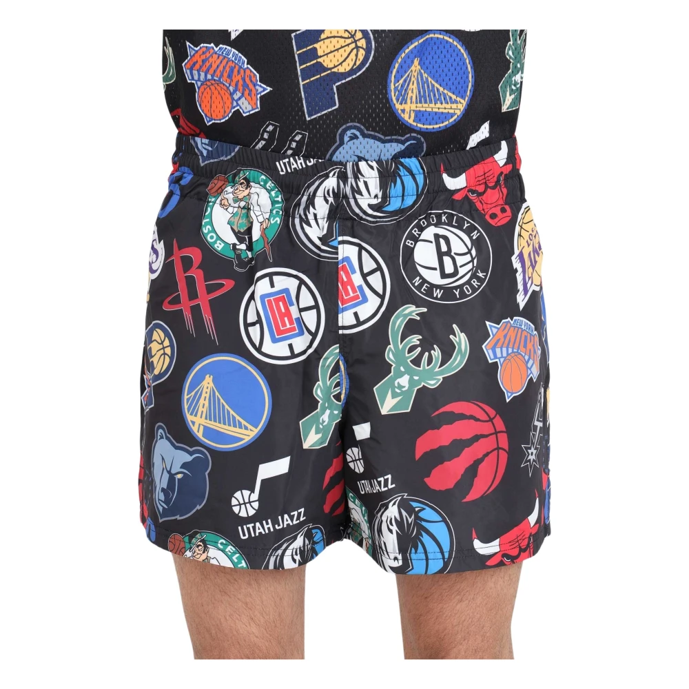 New era NBA All Over Print Zwarte Shorts Multicolor Heren