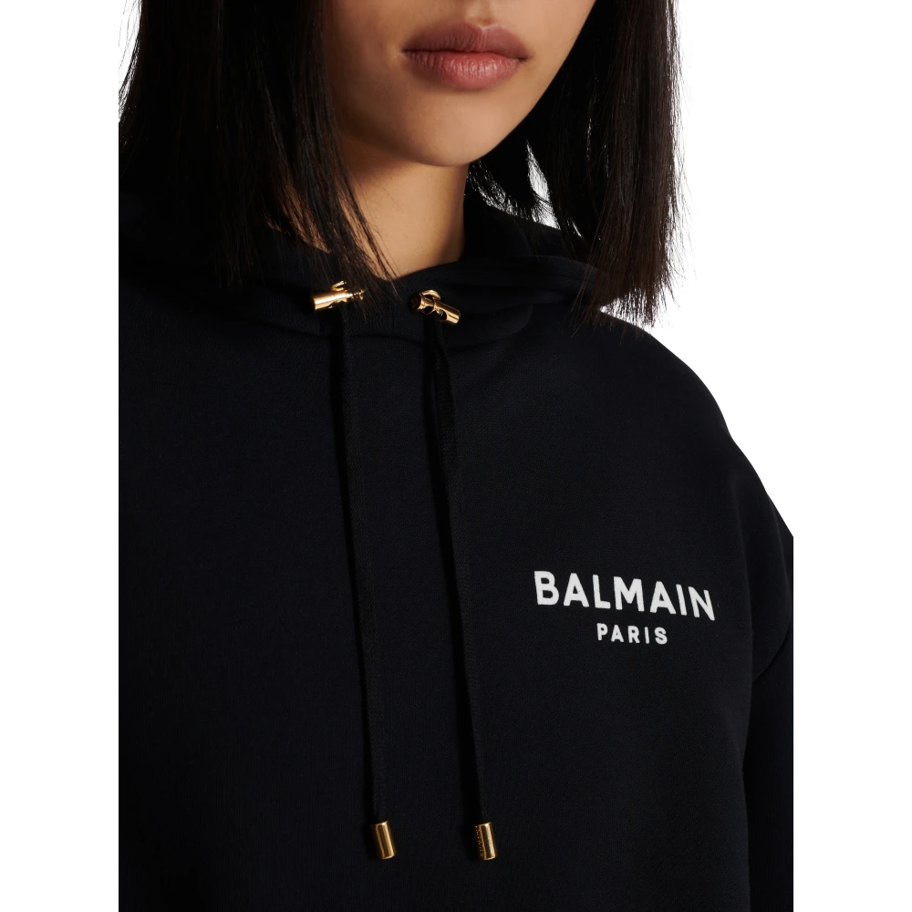 Balmain Flocked Paris hoodie Black Dames
