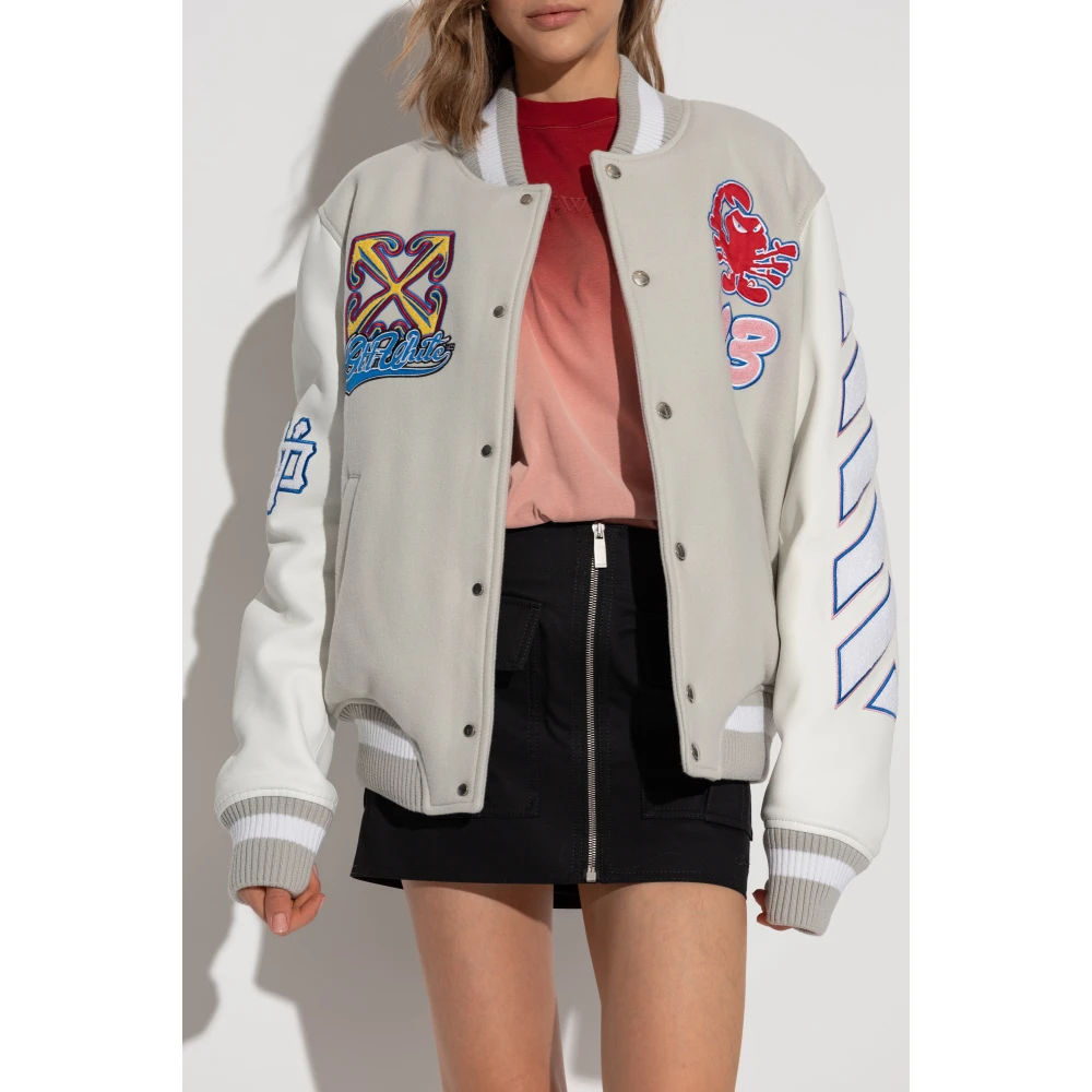 Off White Jas met logo Gray Dames