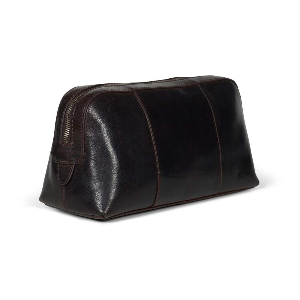 Howard London Donkerbruine leren heren toilettas Brown Heren