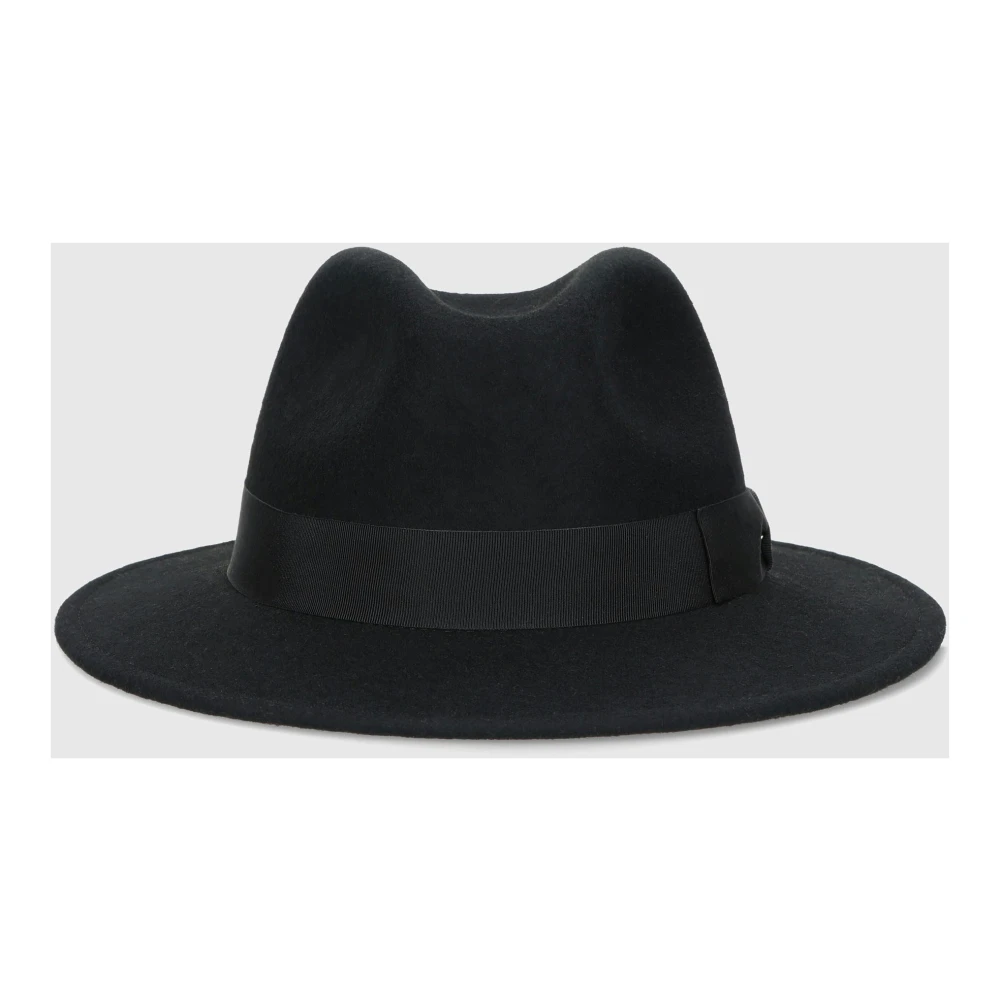 Borsalino Macho Wool Felt Fedora Hat Black Heren