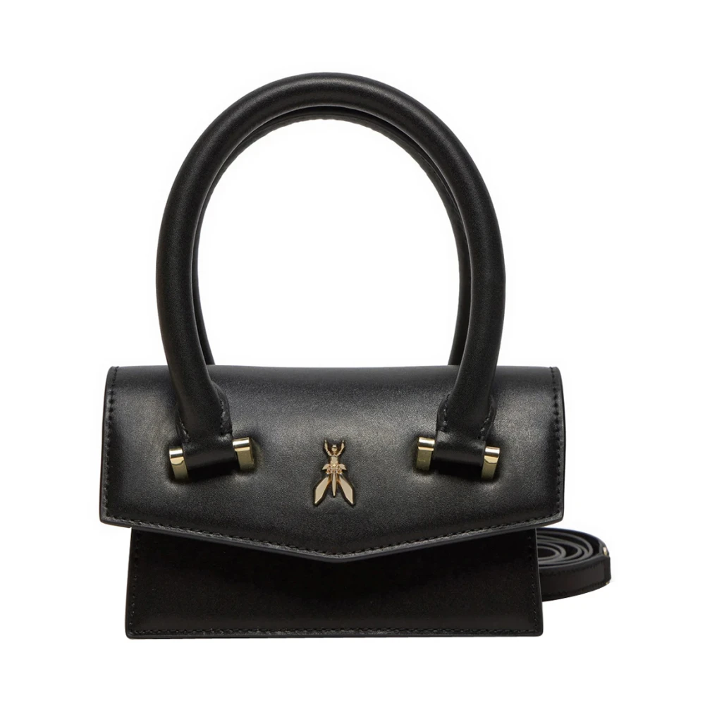 PATRIZIA PEPE Zwarte leren mini crossbody tas Black Dames